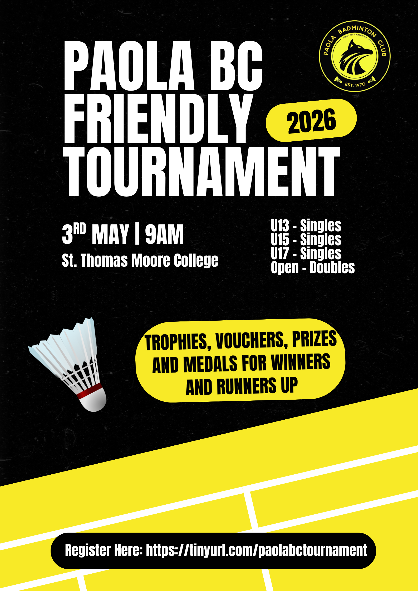 🏸 PAOLA BC FRIENDLY TOURNAMENT 2026 🏸
